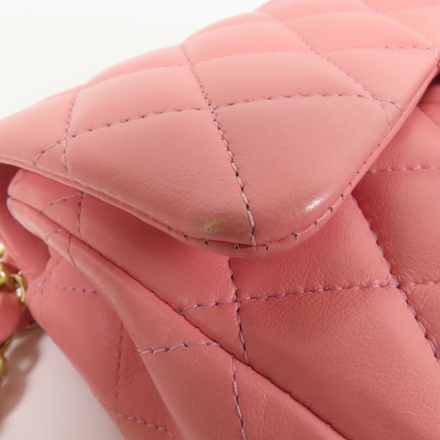 CHANEL 羊皮皮革Classic 20金扣鏈帶肩背袋-16