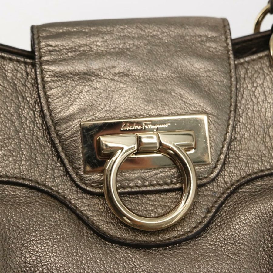 【日本直送】Salvatore Ferragamo Gancini 手提包 皮革 金色 正品 148181-16