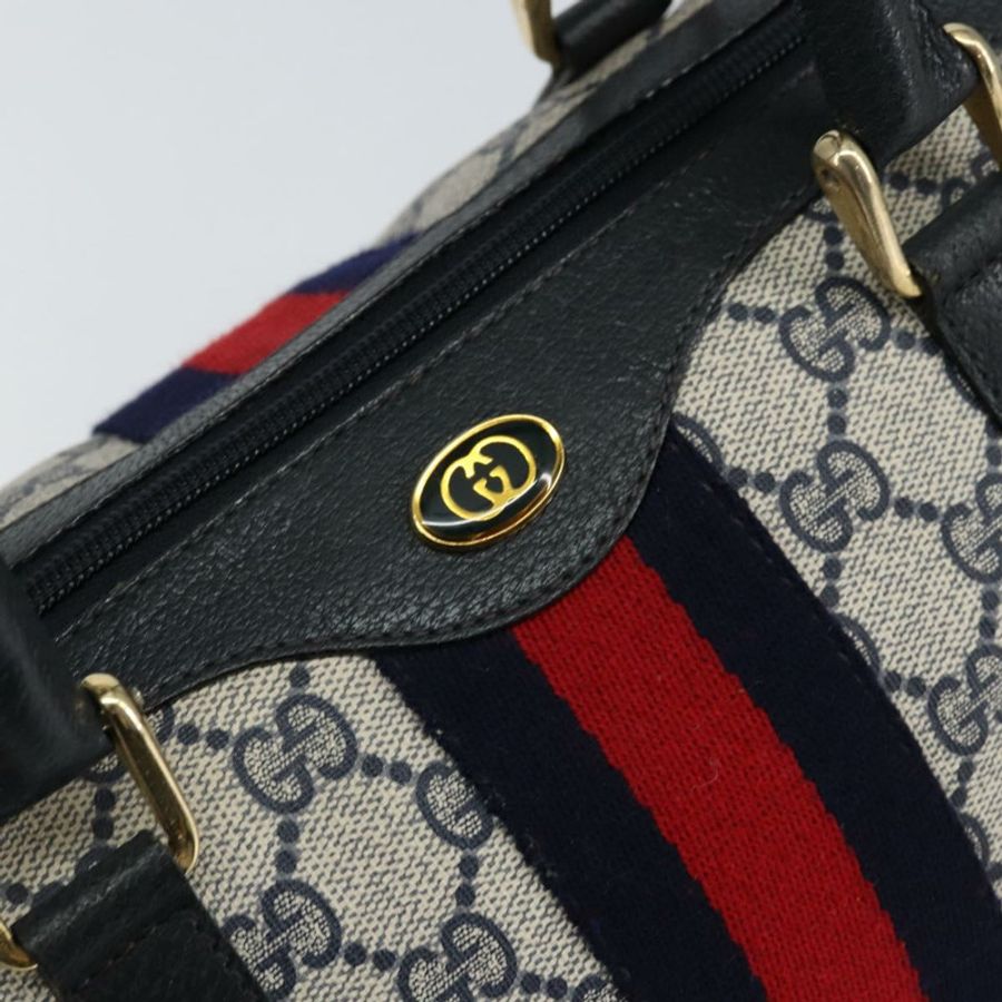 【日本直送】GUCCI GG Supreme Sherry Line 波士頓包 PVC 海軍藍 金色 紅色 正品 148161-17