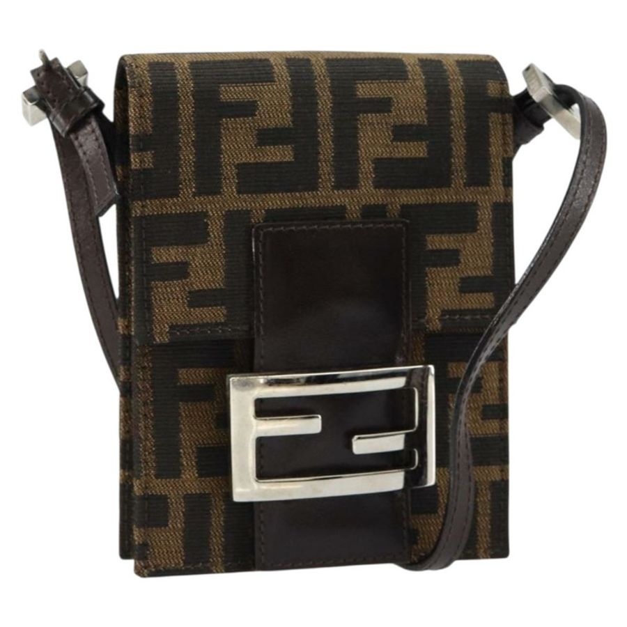 【日本直送】FENDI Zucca帆布Mamma Baguette單肩包 黑色 棕色 銀色 正品 148188-0