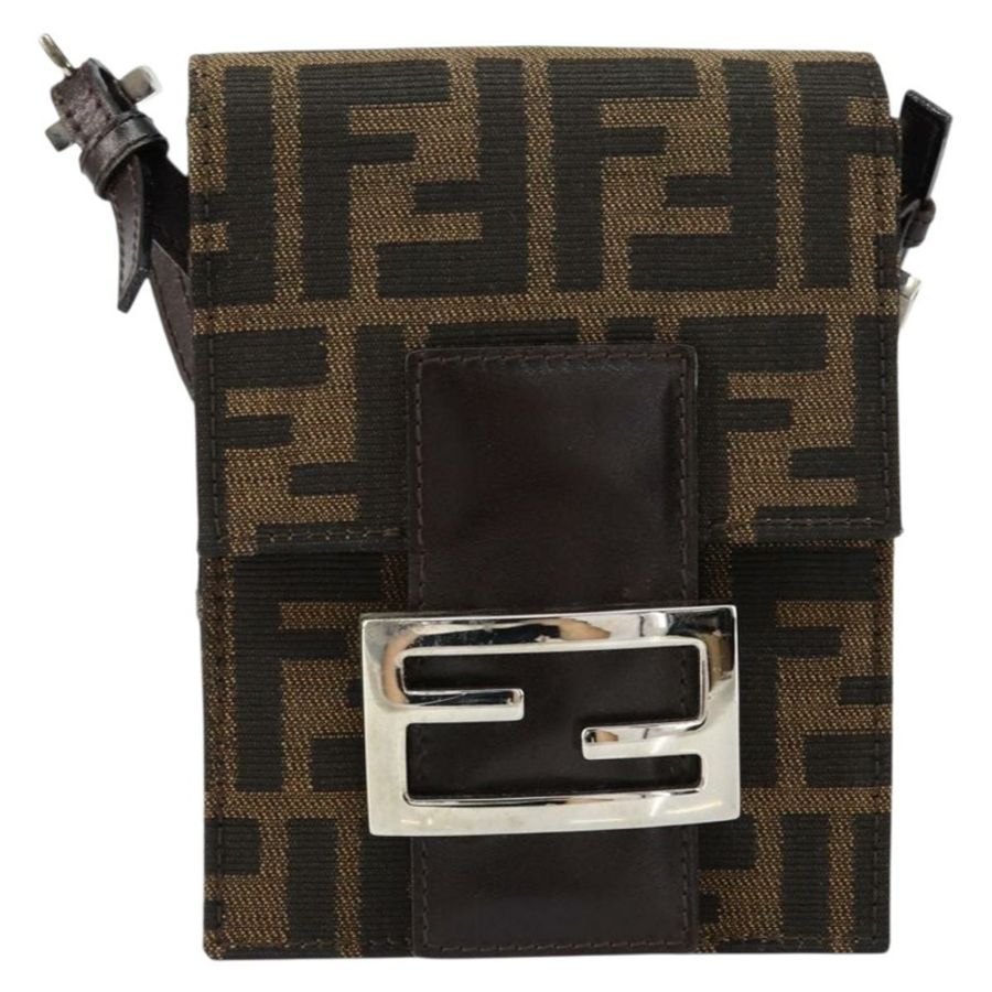 【日本直送】FENDI Zucca帆布Mamma Baguette單肩包 黑色 棕色 銀色 正品 148188-12