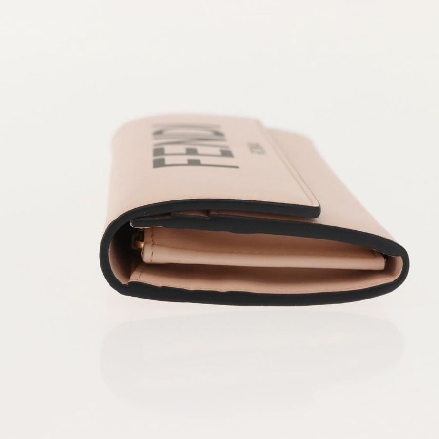 【日本直送】FENDI 長版皮夾 皮革 粉紅色 金色 正品 148474-3