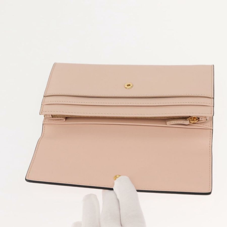 【日本直送】FENDI 長版皮夾 皮革 粉紅色 金色 正品 148474-7