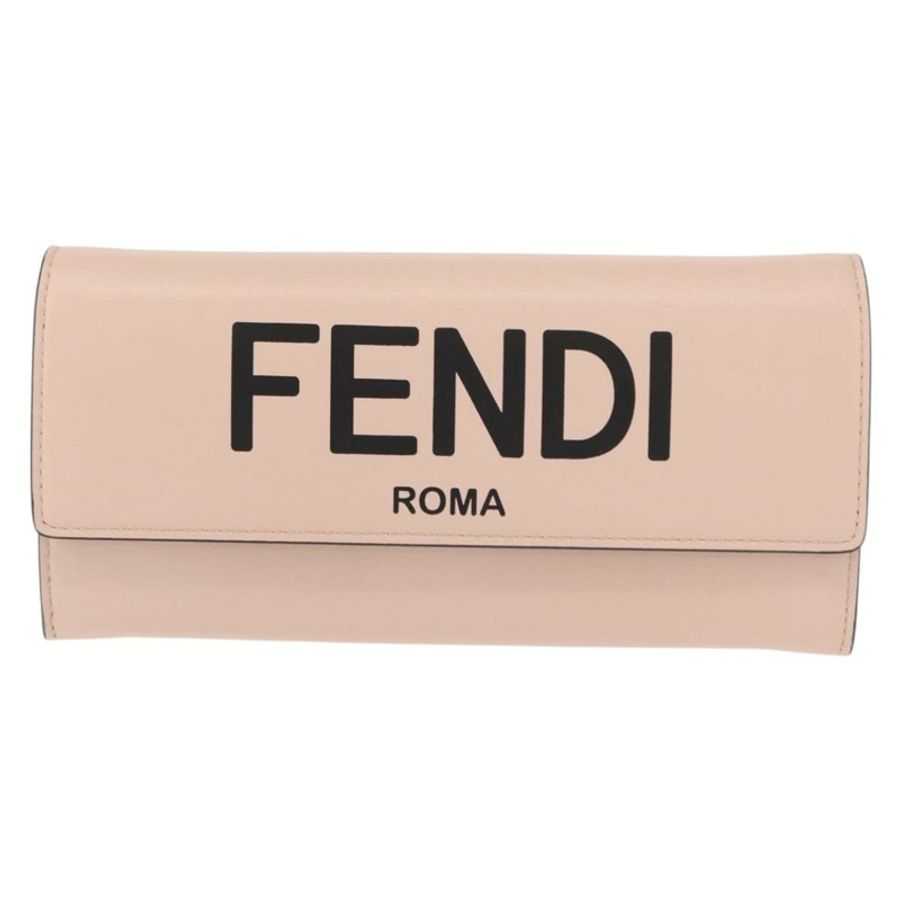 【日本直送】FENDI 長版皮夾 皮革 粉紅色 金色 正品 148474-12