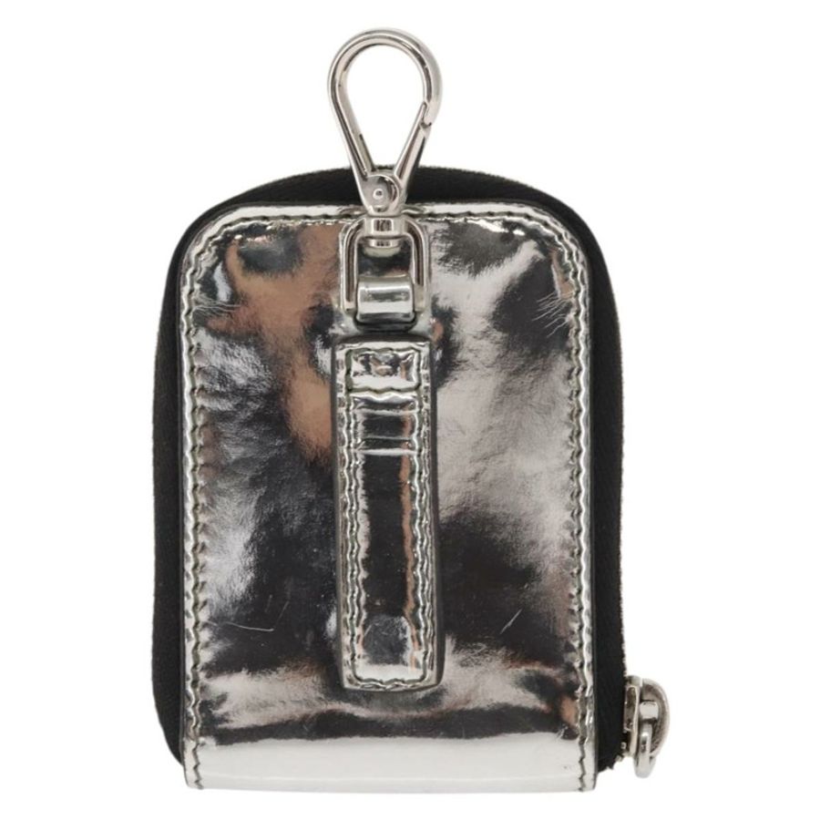 【日本直送】PRADA 漆皮銀色手拿包 Auth 150318-1