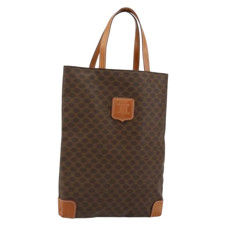【日本直送】CELINE Macadam帆布手提包 PVC皮革 棕色 金色 正品 148902-0
