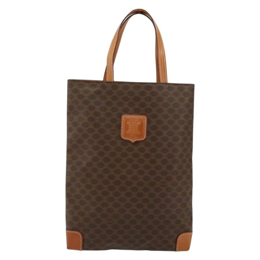 【日本直送】CELINE Macadam帆布手提包 PVC皮革 棕色 金色 正品 148902-12