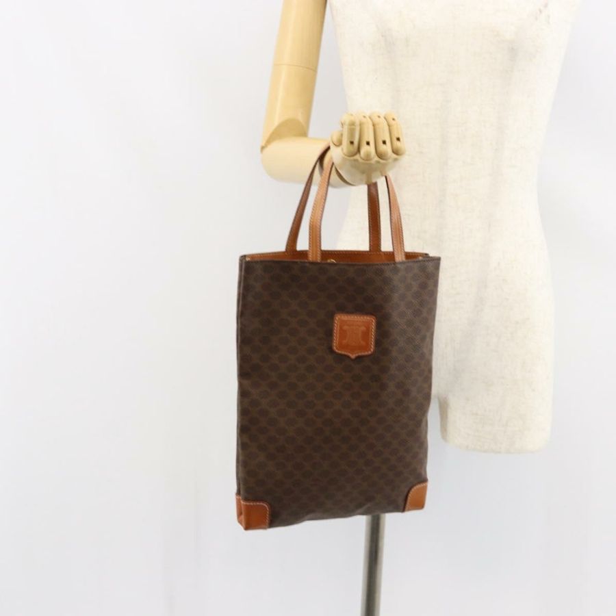 【日本直送】CELINE Macadam帆布手提包 PVC皮革 棕色 金色 正品 148902-18