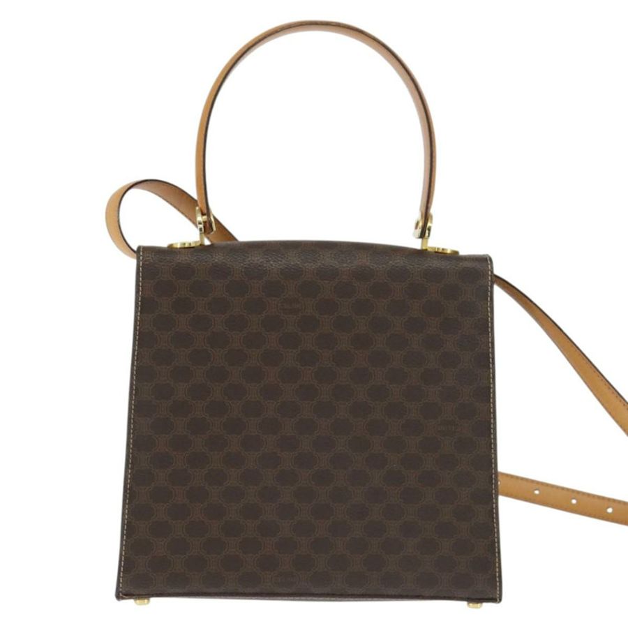 【日本直送】CELINE Macadam帆布手提包 PVC皮革 2way Brown Gold Auth 150512-1