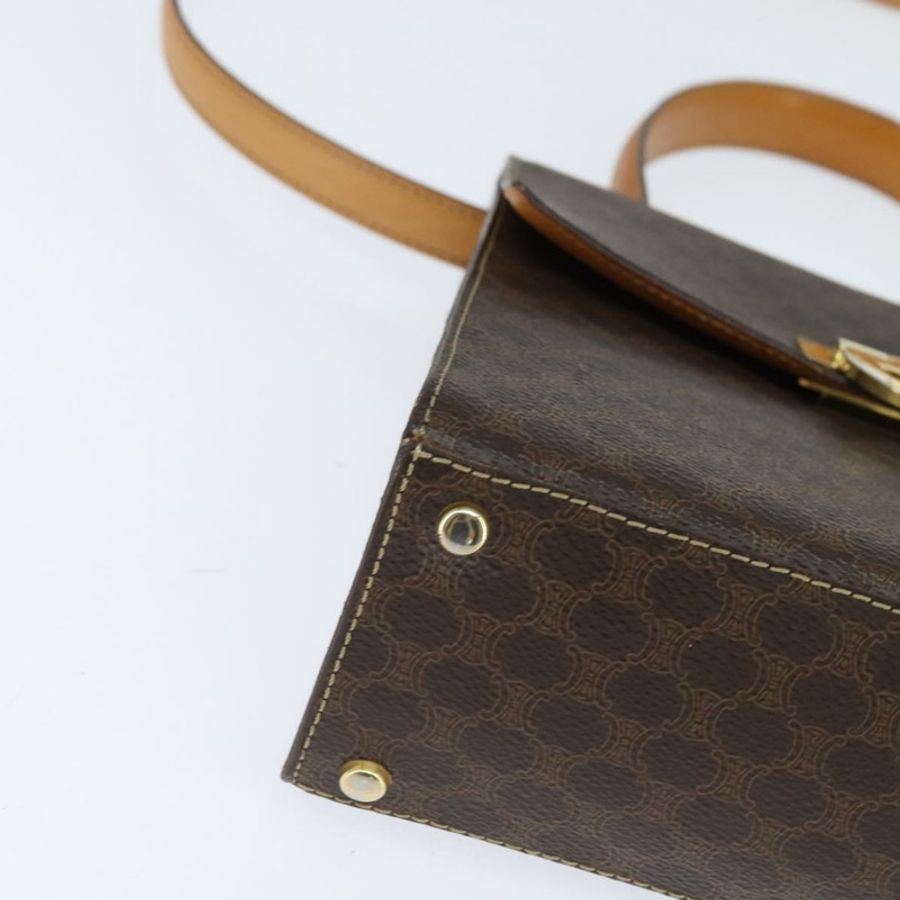 【日本直送】CELINE Macadam帆布手提包 PVC皮革 2way Brown Gold Auth 150512-14