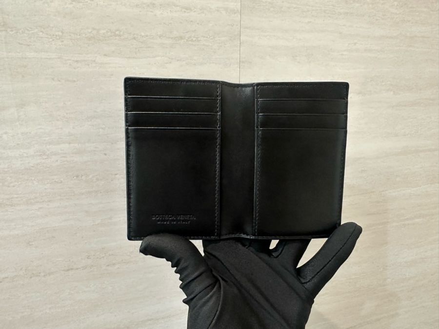 BV 黑牛皮編織Intrecciato6卡對開卡包749417VCPQ48803.-4