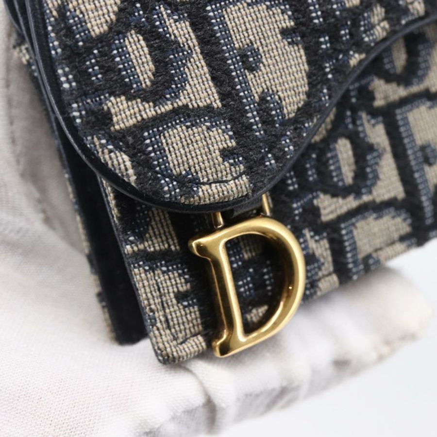 【日本直送】Christian Dior Trotter帆布馬鞍形零錢包卡包 海軍藍 正品 147559-7