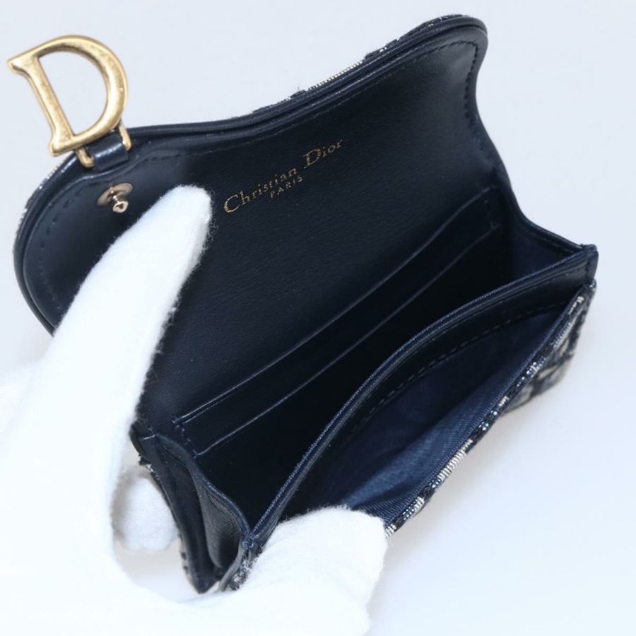 【日本直送】Christian Dior Trotter帆布馬鞍形零錢包卡包 海軍藍 正品 147559-8