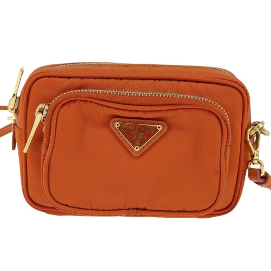 【日本直送】PRADA 單肩包 尼龍 橙色 金色 正品 149289-12