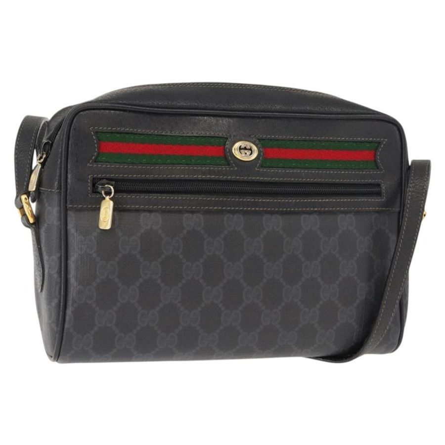 【日本直送】GUCCI GG Supreme Web Sherry Line 手提包 PVC 黑色金色 119 02 088 正品 150341-0