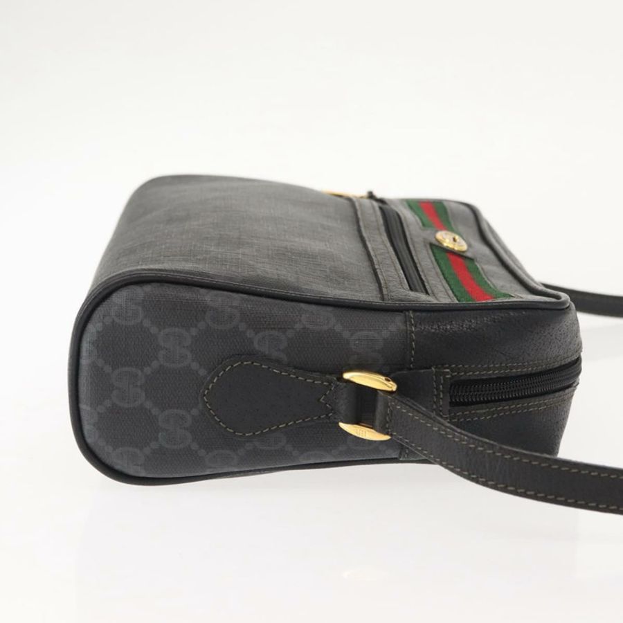 【日本直送】GUCCI GG Supreme Web Sherry Line 手提包 PVC 黑色金色 119 02 088 正品 150341-2