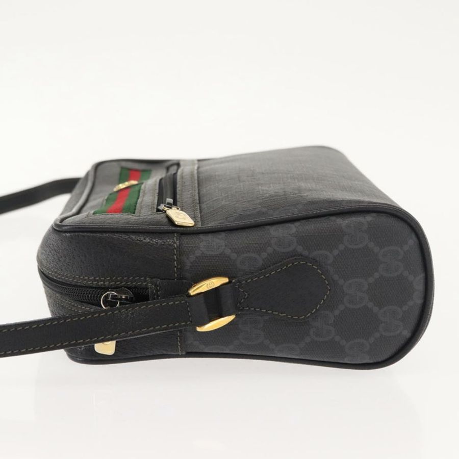【日本直送】GUCCI GG Supreme Web Sherry Line 手提包 PVC 黑色金色 119 02 088 正品 150341-3