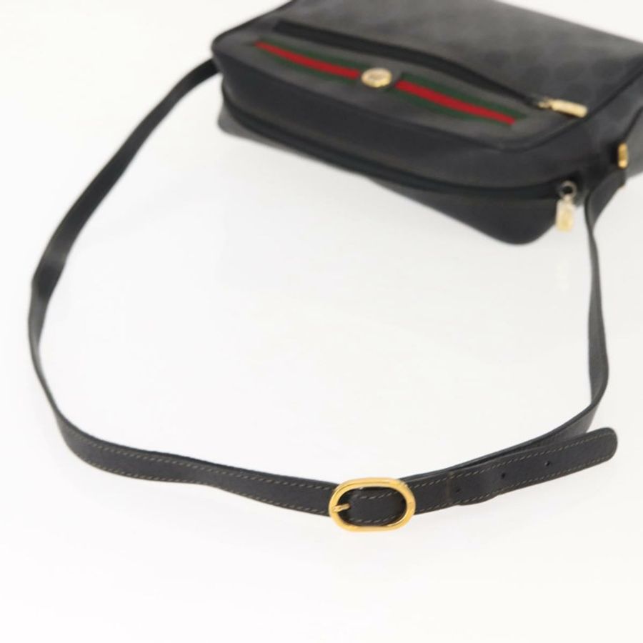 【日本直送】GUCCI GG Supreme Web Sherry Line 手提包 PVC 黑色金色 119 02 088 正品 150341-6