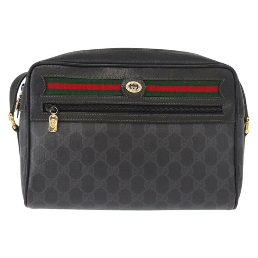 【日本直送】GUCCI GG Supreme Web Sherry Line 手提包 PVC 黑色金色 119 02 088 正品 150341-12