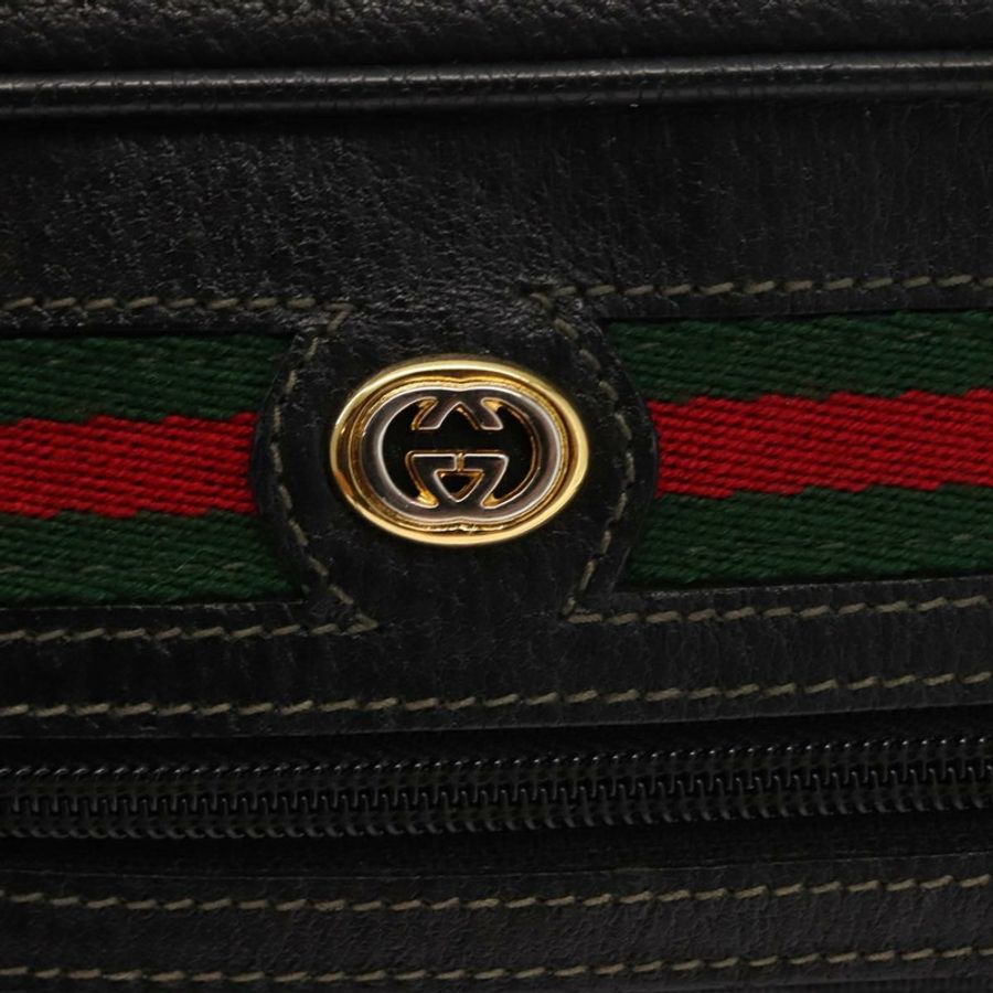 【日本直送】GUCCI GG Supreme Web Sherry Line 手提包 PVC 黑色金色 119 02 088 正品 150341-17