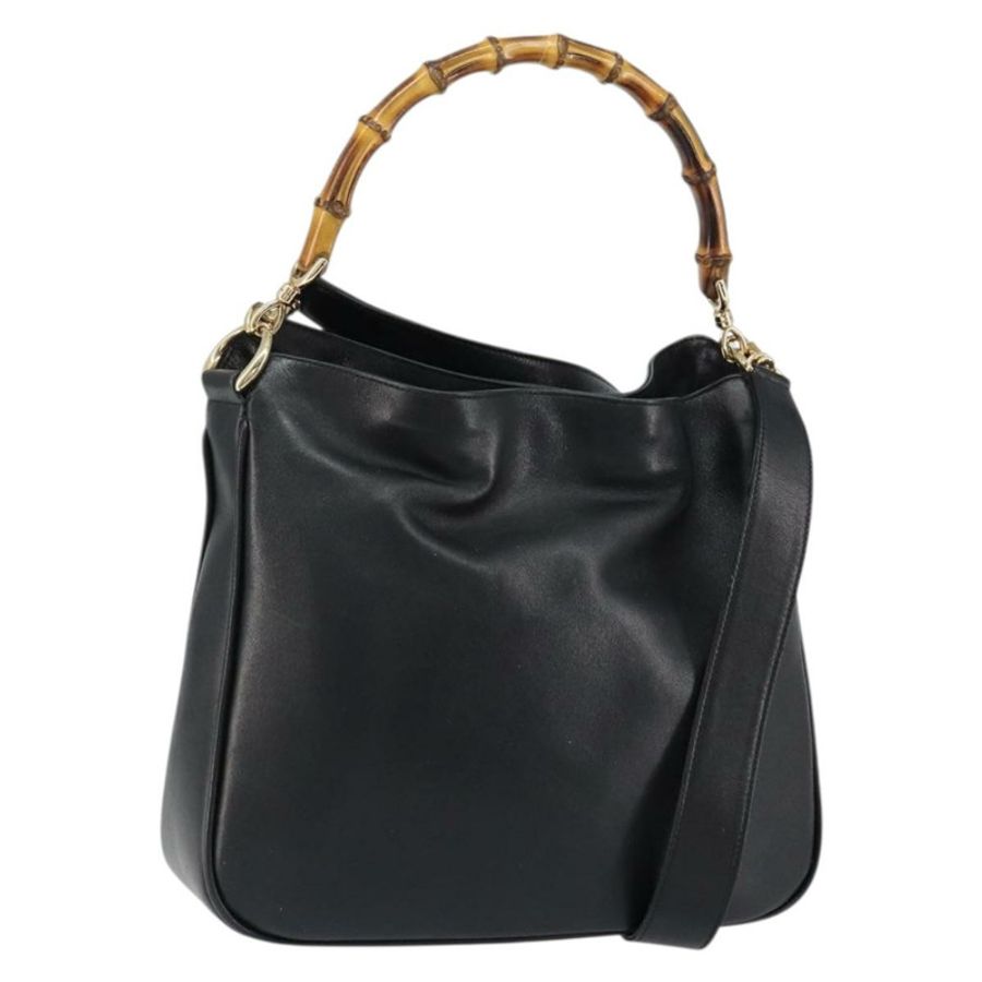 【日本直送】GUCCI 竹節肩背包 皮革 黑色 金色 001 3166 正品 150409-0