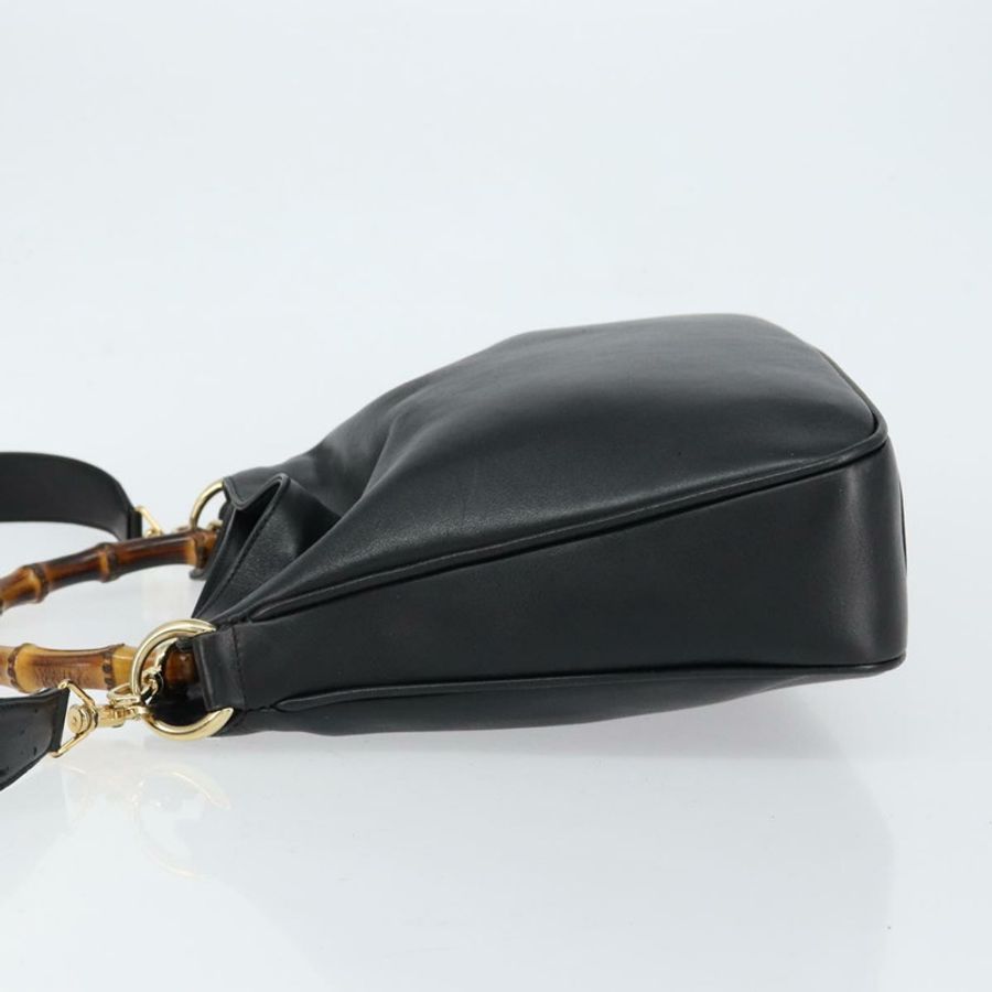 【日本直送】GUCCI 竹節肩背包 皮革 黑色 金色 001 3166 正品 150409-3