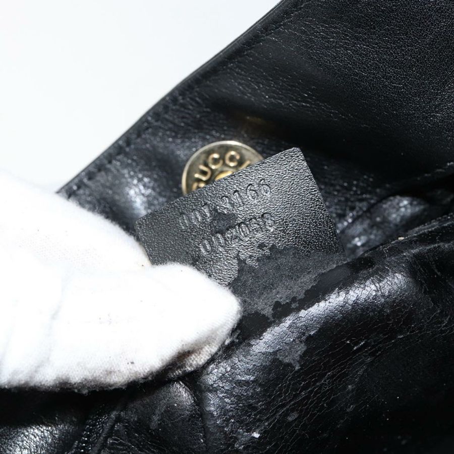 【日本直送】GUCCI 竹節肩背包 皮革 黑色 金色 001 3166 正品 150409-11