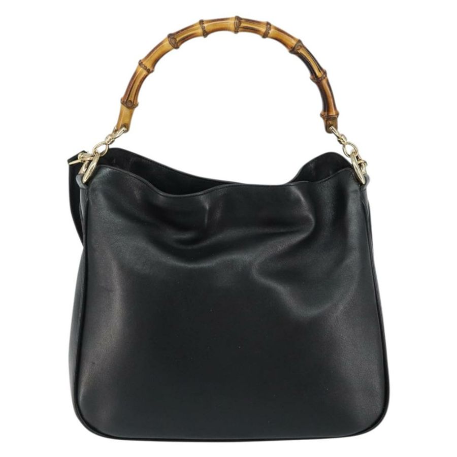 【日本直送】GUCCI 竹節肩背包 皮革 黑色 金色 001 3166 正品 150409-12