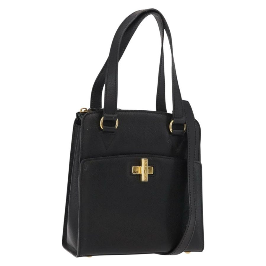 【日本直送】CELINE 手提包 皮革 2way 黑色 金色 Auth 151063-0
