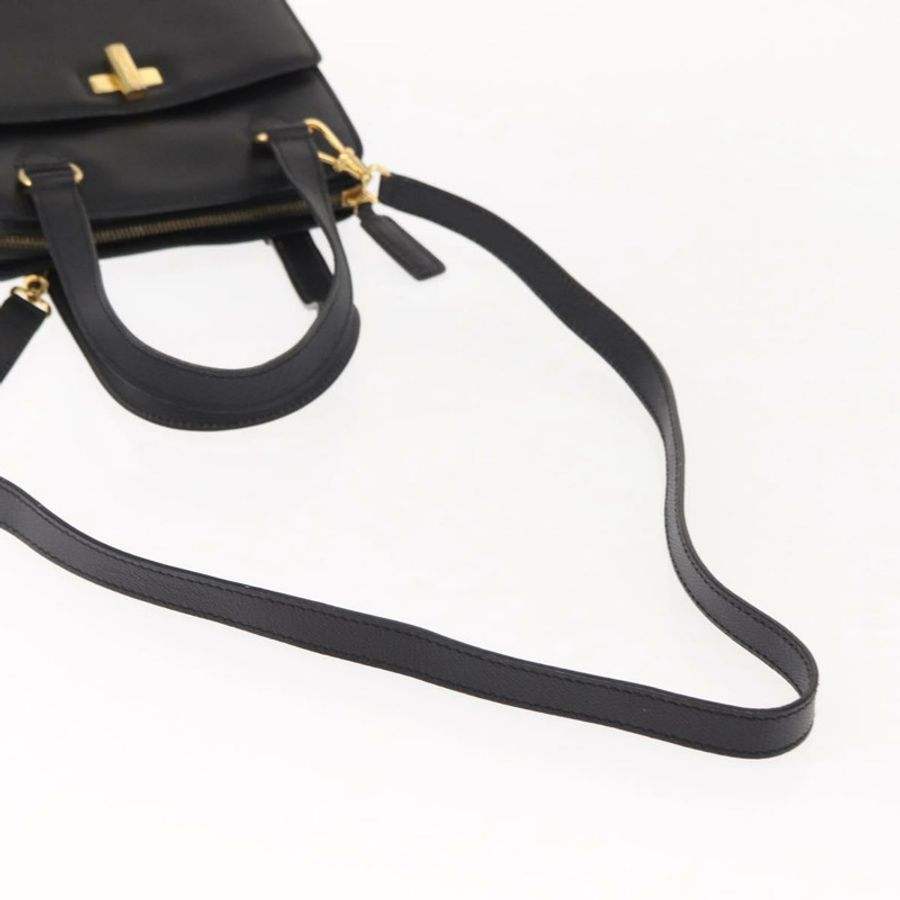 【日本直送】CELINE 手提包 皮革 2way 黑色 金色 Auth 151063-7