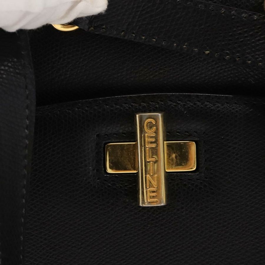 【日本直送】CELINE 手提包 皮革 2way 黑色 金色 Auth 151063-18