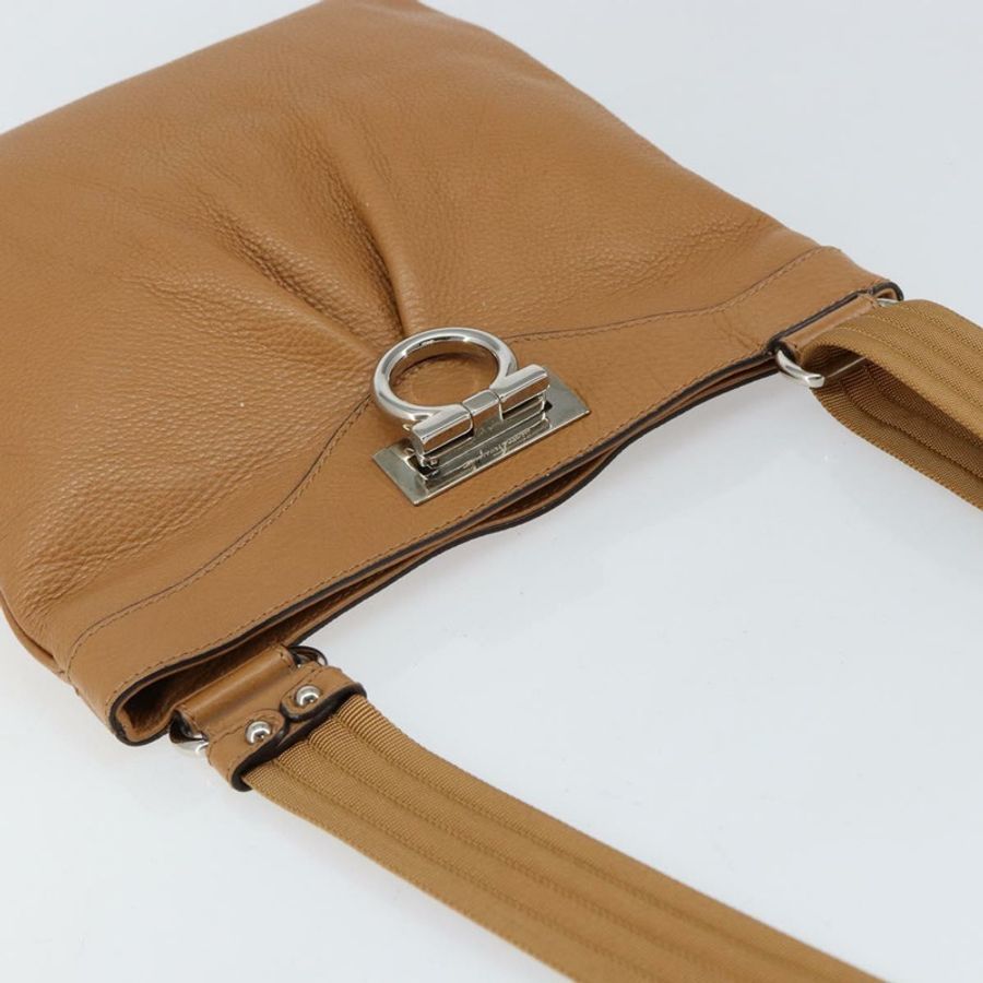 【日本直送】Salvatore Ferragamo Gancini 單肩包 皮革 棕色 銀色 正品 152196-5