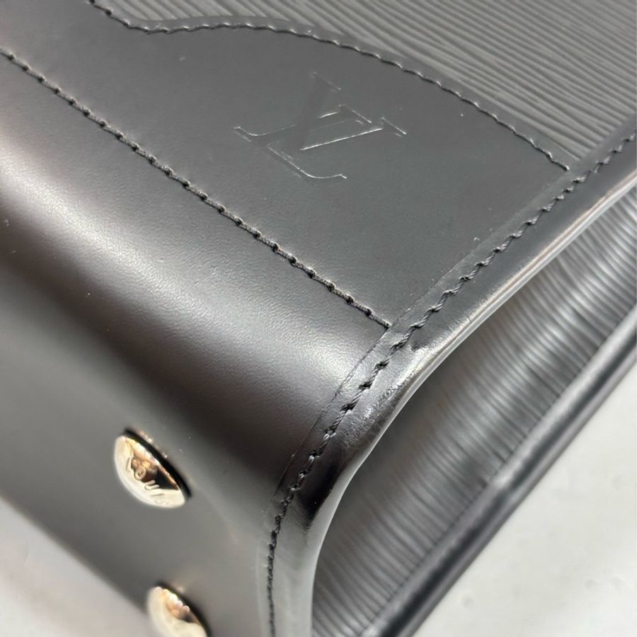 LV M59342 黑色 全皮 水波紋 EPI 肩背包 購物包 拉鍊包 公事包-18