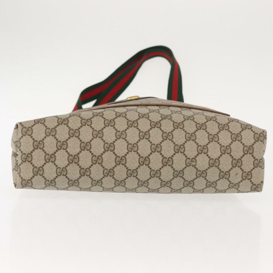 【日本直送】GUCCI GG Supreme Web Sherry Line 手提包 PVC 米色 金色 378 02 003 正品 ep11646-4