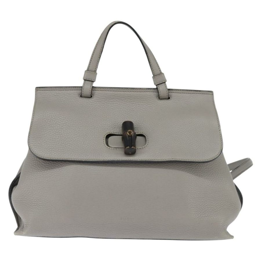 【日本直送】GUCCI 竹節手提包 皮革 兩用 灰色 銀色 392013 正品 BA7471-12