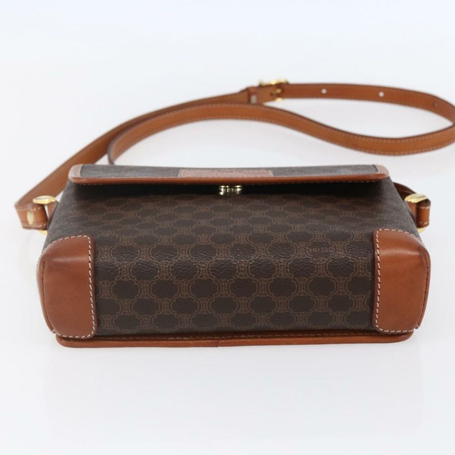 【日本直送】CELINE Macadam帆布肩背包 PVC皮革 棕色 金色 正品 ki6135-4