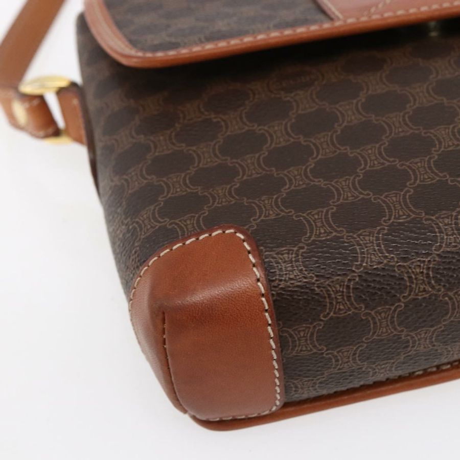 【日本直送】CELINE Macadam帆布肩背包 PVC皮革 棕色 金色 正品 ki6135-13