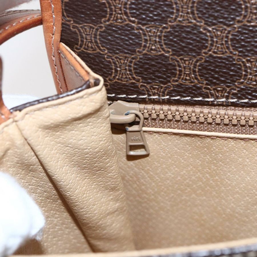 【日本直送】CELINE Macadam帆布肩背包 PVC皮革 棕色 金色 正品 ki6135-18