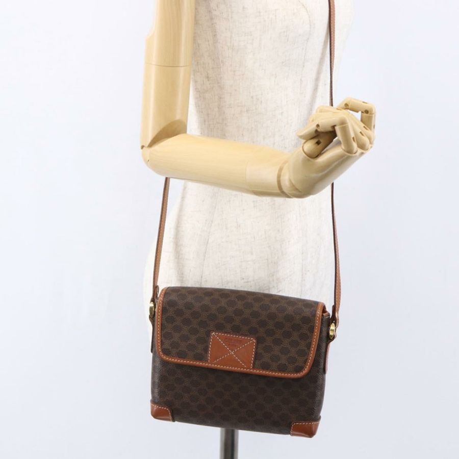 【日本直送】CELINE Macadam帆布肩背包 PVC皮革 棕色 金色 正品 ki6135-21