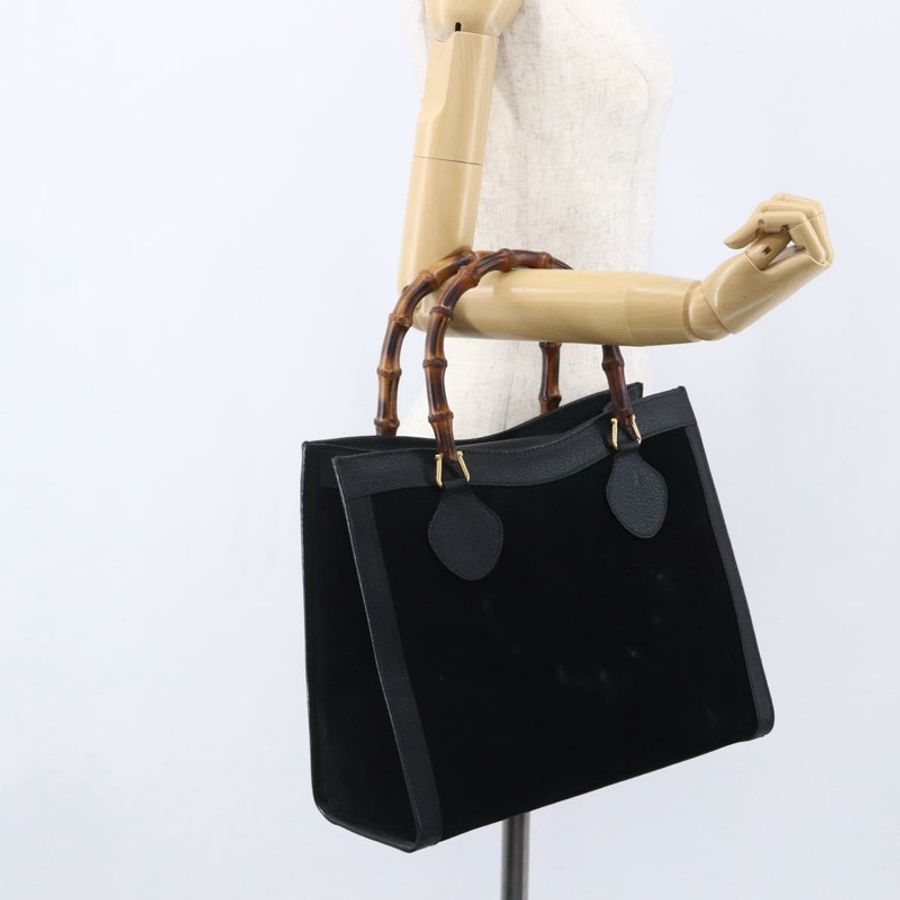 【日本直送】GUCCI 竹節手提包 絨面革 黑色 金色 002 2865 0260 正品 ep11733-21