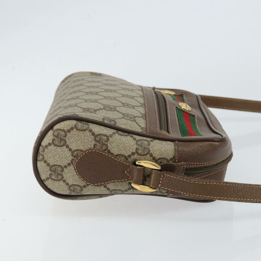 【日本直送】GUCCI GG Supreme Web Sherry Line 手提包 PVC 米色 金色 56 02 087 正品 ep11853-2
