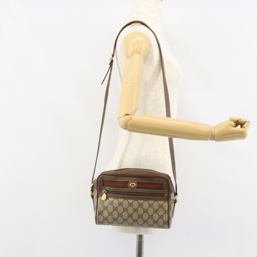 【日本直送】GUCCI GG Supreme Web Sherry Line 手提包 PVC 米色 金色 56 02 087 正品 ep11853-21