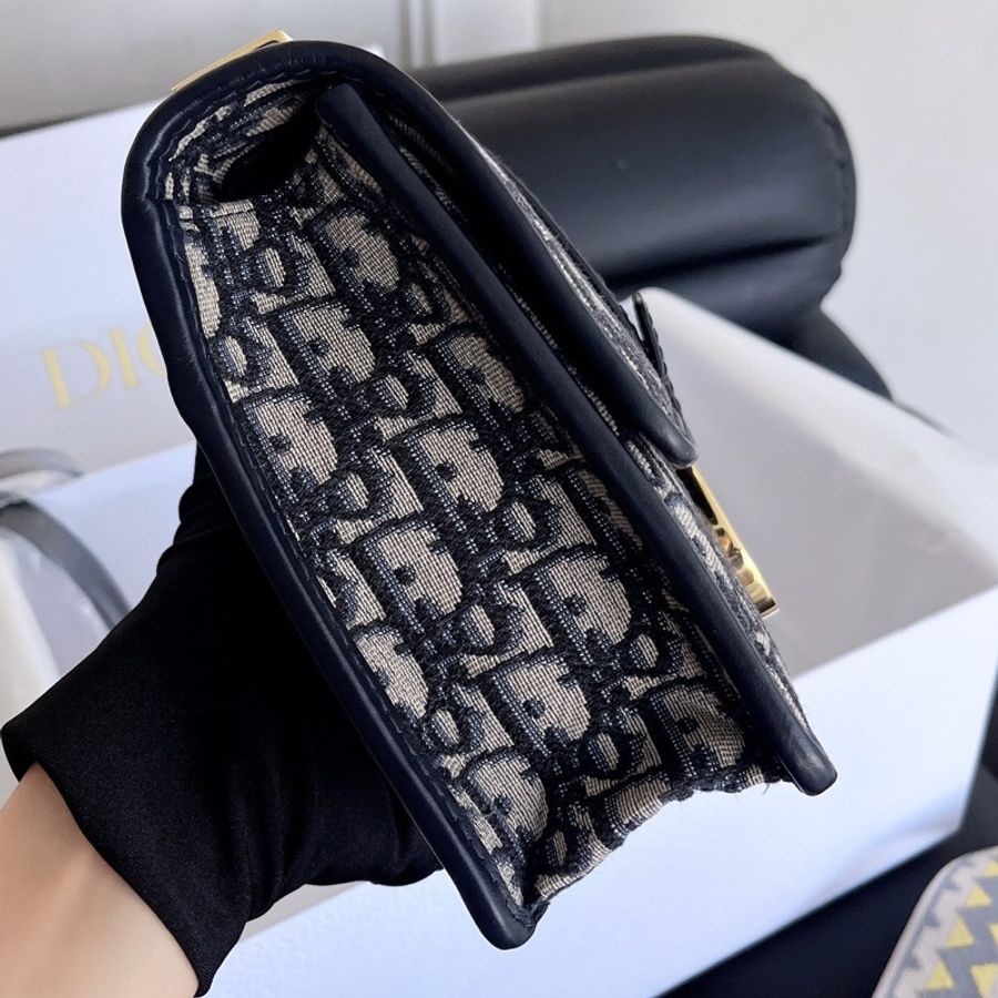 【近新閒置品】Dior迪奧蒙田30老花金小號手拿包斜背包-7