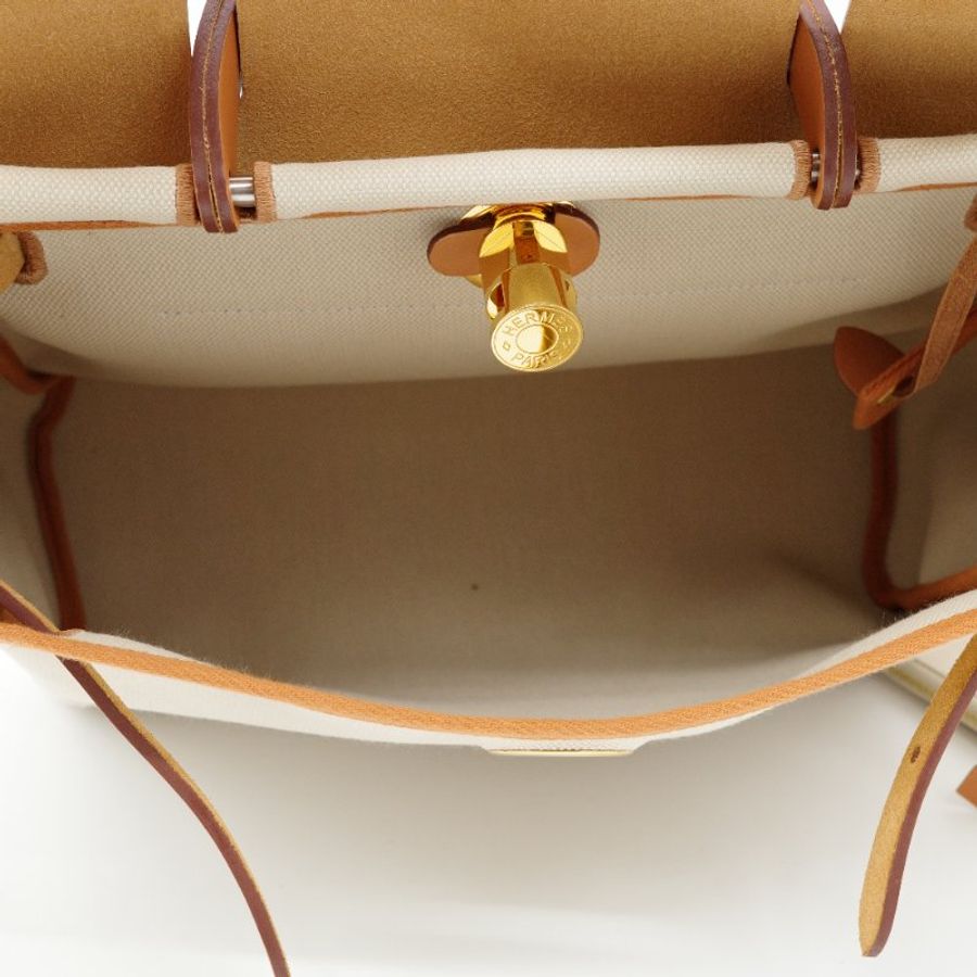 Hermès 愛馬仕 Herbag 31 焦糖色 帆布 牛皮 手提包 單肩包 斜挎包 Z刻-11