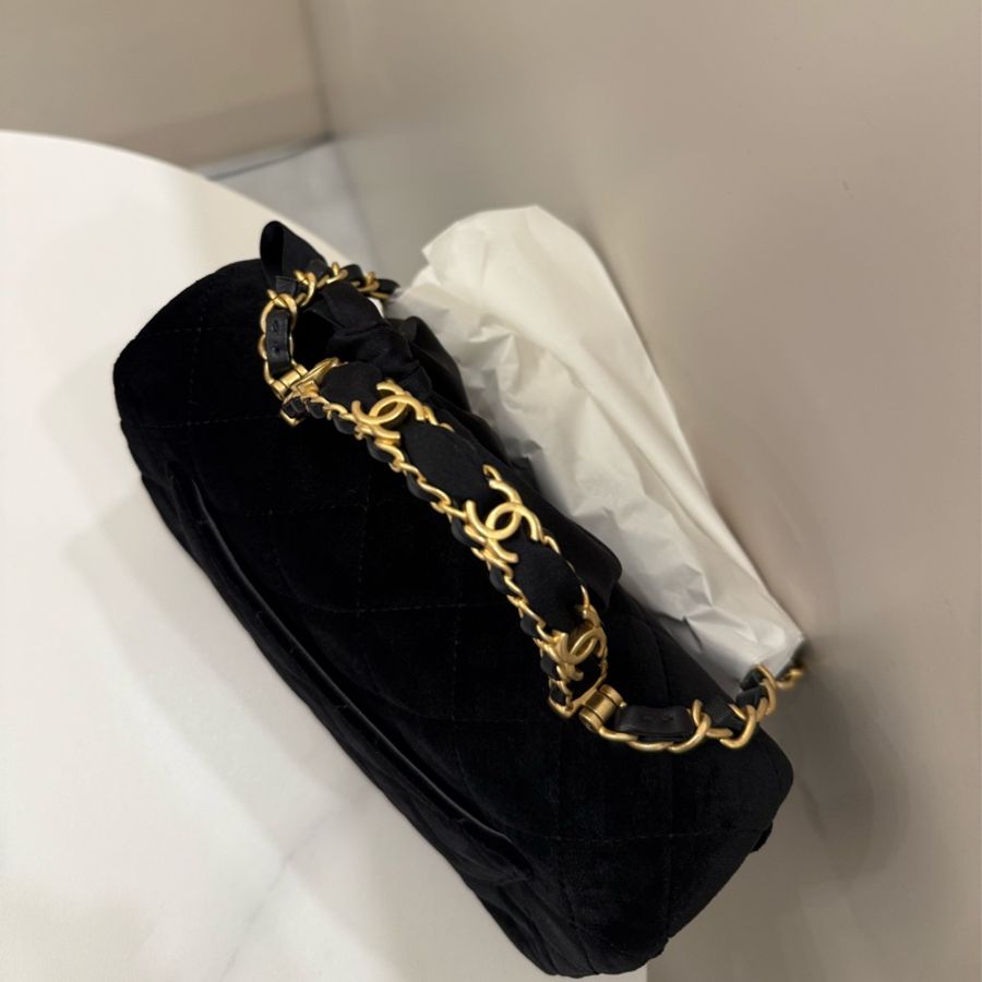 (全新大全配) chanel香奈兒25k 蝴蝶結手柄黑絲絨cf-6