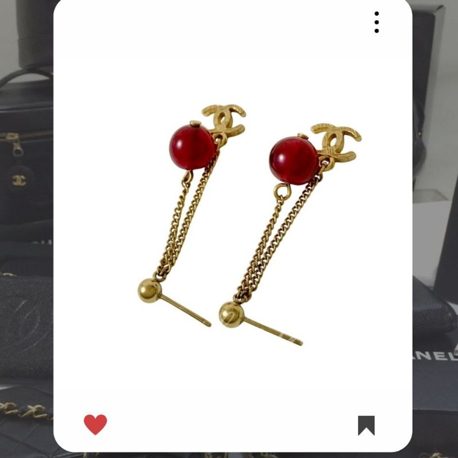 🛍️🎁 雙11🔥 11月新品上架 🔥💖 新款 香奈兒 Chanel 紅色小圓珠雙CC吊墜耳環 🔥 香奈兒熱賣款 香奈兒經典款 耳環 CHANEL EARRING-2