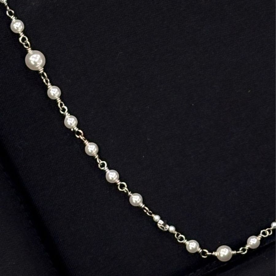 CHANEL 水鑽蝴蝶結雙C珍珠頸鏈  全新現貨-5