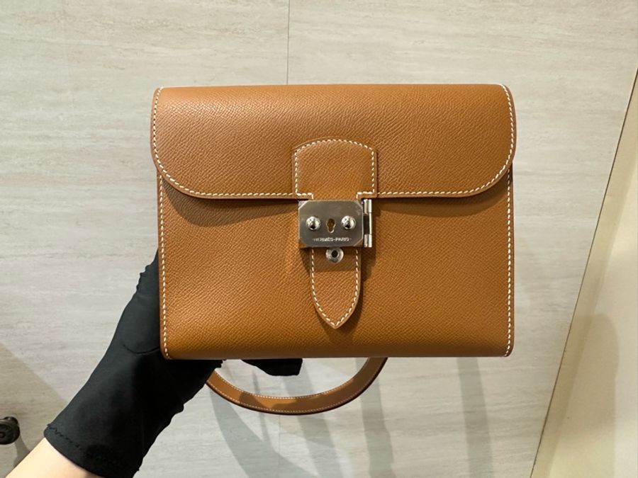 Hermes 37金棕Epson銀釦Sac A Depeches21肩斜背郵差包H085470-0