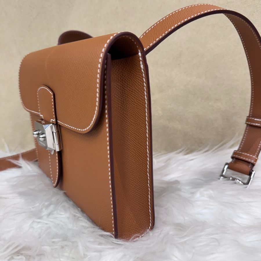 Hermes Sac a depeches21 金棕銀Epsom郵差包 K刻2025離櫃品-3