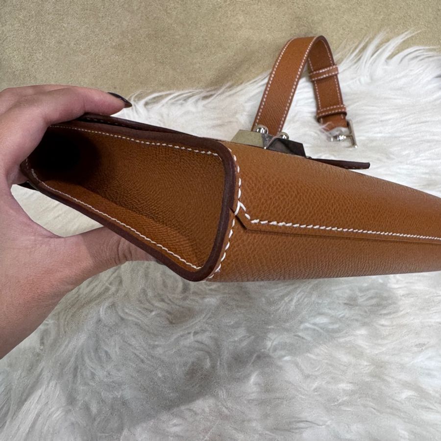 Hermes Sac a depeches21 金棕銀Epsom郵差包 K刻2025離櫃品-5